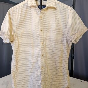 Men's Beige Patterned Short Sleeve Shirt